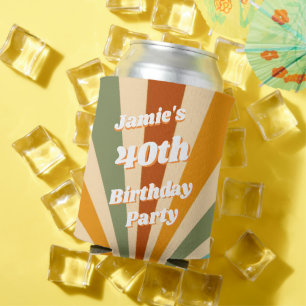 Fun Retro Custom 40th Birthday Vintage Can Cooler