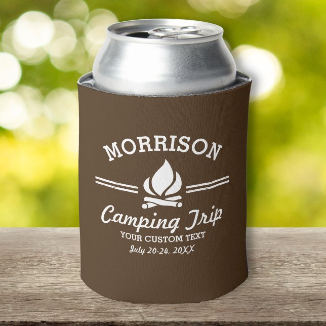 Fun Retro Custom Camping Trip Campfire Can Cooler (Creator Uploaded)