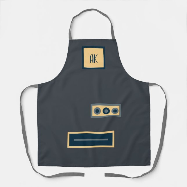 Fun Retro Dark Grey Personalised Apron (Front)