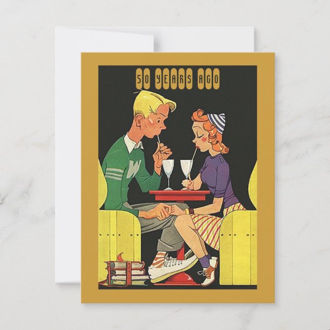 Fun Retro Date In A Booth Anniversary Invitation (Front)