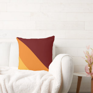 Fun Retro Deep Red Orange Golden Yellow Stripes Cushion