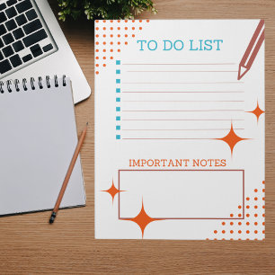 Fun Retro Design To Do List; Bulletpoint, Lists Notepad