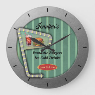 Fun Retro Diner  Large Clock
