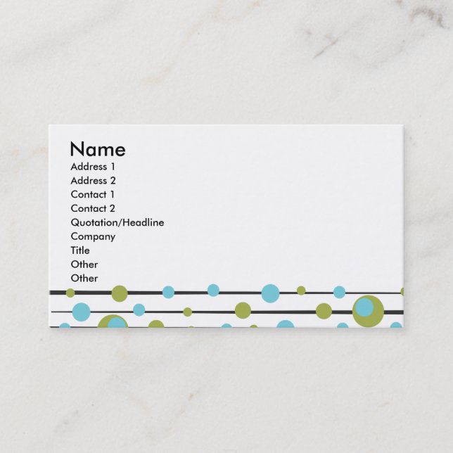 Fun Retro Dots and Lines Business Card (Front)