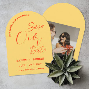 Fun Retro Free Drinks and a Wedding Save The Date