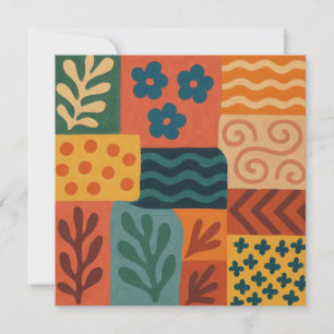 Fun Retro Garden Collage Pattern Motif Invitation