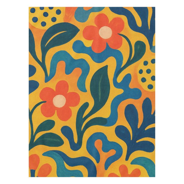 Fun Retro Garden Collage Pattern Motif Tablecloth (Front)