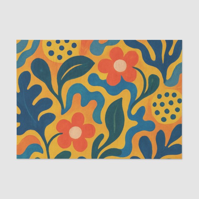 Fun Retro Garden Collage Pattern Motif Tissue Paper (Front)