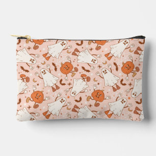 Fun Retro Ghost & Jack-O-Lantern Pattern Accessory Pouch