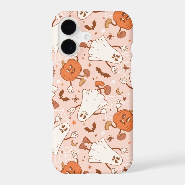 Fun Retro Ghost & Jack-O-Lantern Pattern Samsung Galaxy S21 Case (Back)