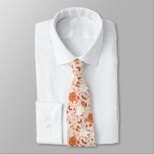 Fun Retro Ghost & Jack-O-Lantern Pattern Tie