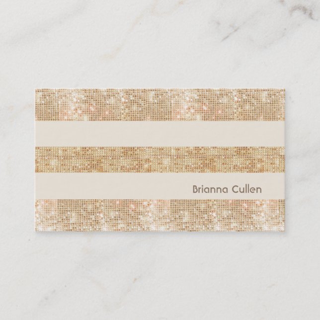 Fun Retro Gold FAUX Sequin Stripes Modern Business Card (Front)