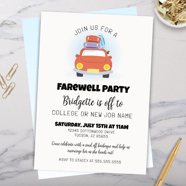 Fun Retro Graduation Send Off Farewell Invitation (Fun Farewell Party Invitation for Graduation Retirement New Job Promotion or any Goodbye Party )