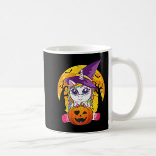 Fun Retro Halloween Gifts Cute Witchy Unicorn Girl Coffee Mug