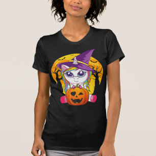 Fun Retro Halloween Gifts Cute Witchy Unicorn Girl T-Shirt