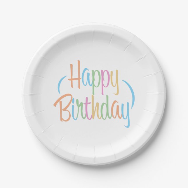 Fun Retro Happy Birthday Paper Plate (Front)