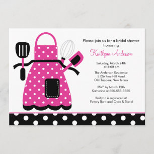 Fun Retro Kitchen Bridal Shower Invitation pink