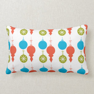 Fun Retro Mid Century Christmas Ornaments Lumbar Cushion