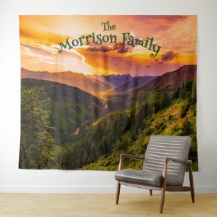 Fun Retro Mushrooms Family Reunion Photo Backdrop Tapestry