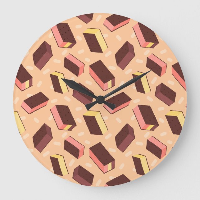 Fun Retro Neapolitan Ice Cream Sandwich Large Clock (Front)