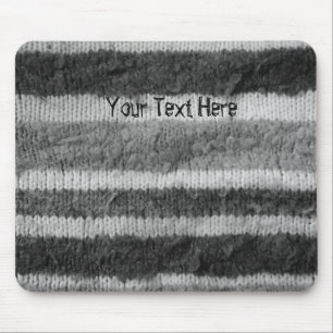 fun retro pattern black and white knitted stripes mouse pad