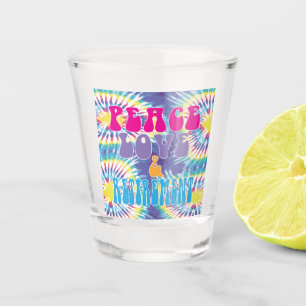 Fun Retro Peace Love & Retirement with Tie Dye Shot Glass