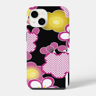 Fun Retro Pink and Yellow Flowers Floral Pattern iPhone Case