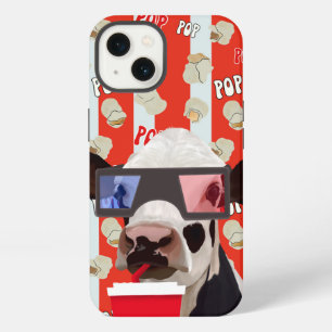 Fun Retro Popcorn Whimsical Cow - Red Stripes iPhone 13 Case