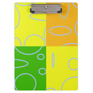 Fun Retro Quad Yellow Green Orange Geometric Clipboard
