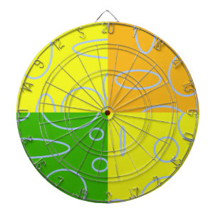Fun Retro Quad Yellow Green Orange Geometric Dartboard