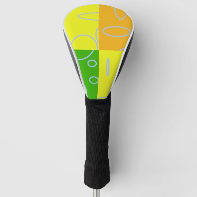 Fun Retro Quad Yellow Green Orange Geometric Golf Head Cover (Front)