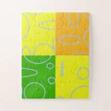 Fun Retro Quad Yellow Green Orange Geometric  