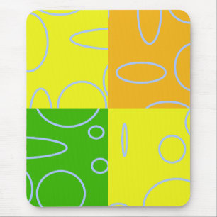Fun Retro Quad Yellow Green Orange Geometric Mouse Pad