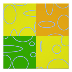 Fun Retro Quad Yellow Green Orange Geometric  Poster