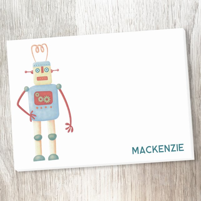 Fun Retro Robot Personalised Post-it Notes (Fun retro robot personalized Post It sticky notes)