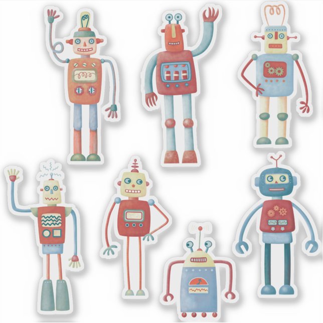 Fun Retro Robots (Fun retro robot stickers)