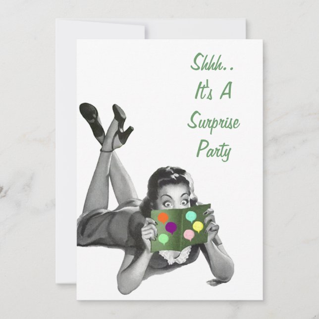 Fun Retro Surprise Party Announcements Invitations (Front)