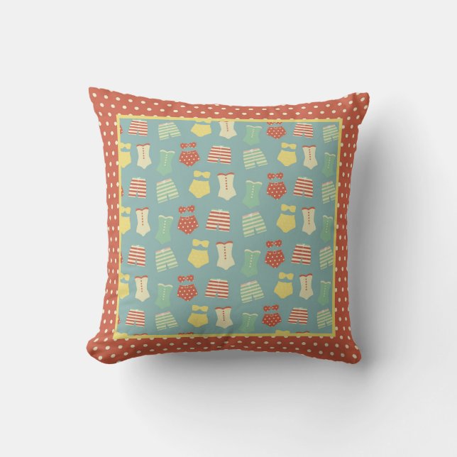 Fun Retro Swimsuits Pattern Cushion (Front)