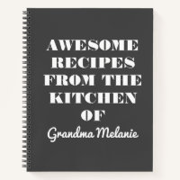 Fun Retro Typography Black White Grandma Recipe