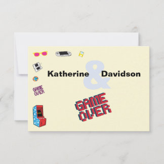 Fun Retro Video Gamer 🎮💍 Wedding  RSVP Card