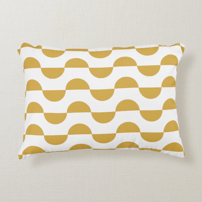 Fun Retro Wavy Semi Circle Yellow Decorative Cushion (Front)