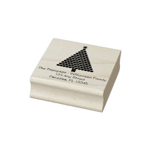 Fun Retro Whimsical Christmas Tree Holiday Rubber Stamp