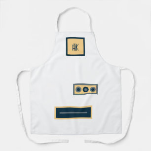 Fun Retro White Yellow Personalised Apron