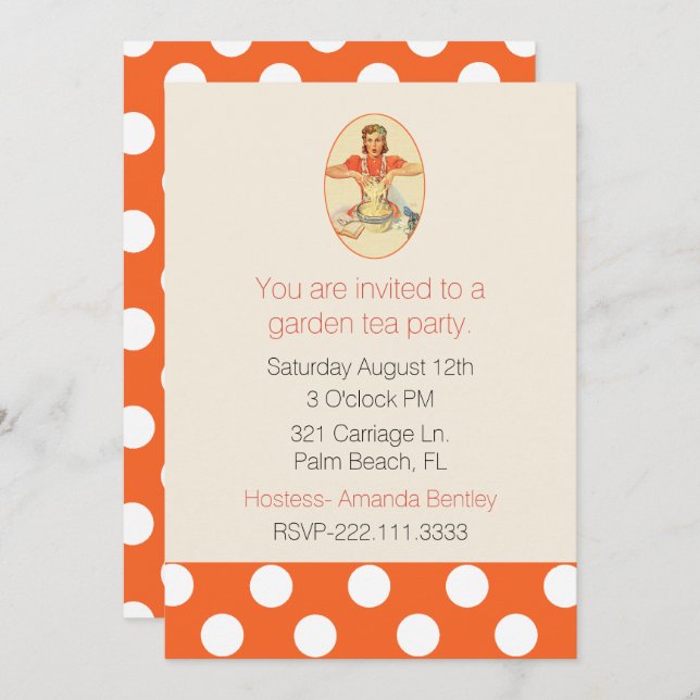 Fun Retro Woman Cooking Party Invitation (Front/Back)