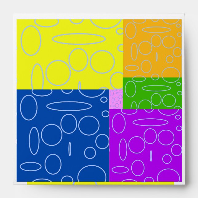 Fun Retro Yellow BlueGreen OrangePurple Geometric  Envelope (Front)