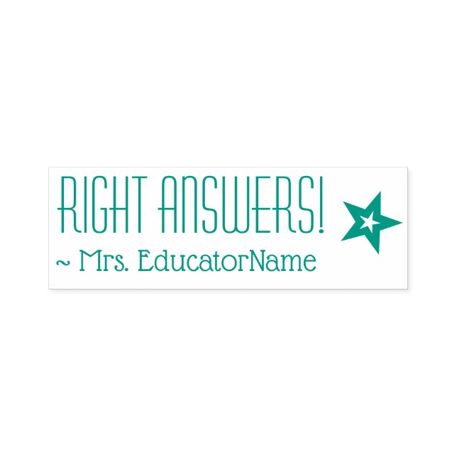 Fun "RIGHT ANSWERS!" + Tutor's Name Rubber Stamp (Design)