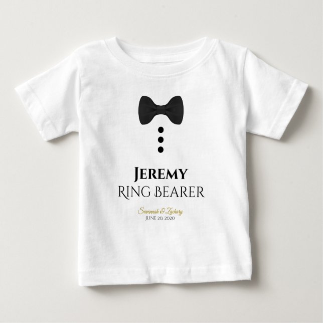 Fun Ring Bearer Black Tie Wedding Toddler T-shirt (Front)