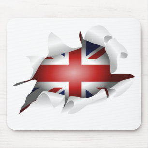 Fun Ripped Hole With Union jack Flag Mouse Pad