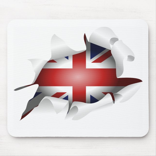Fun Ripped Hole With Union jack Flag Mouse Pad (Front)