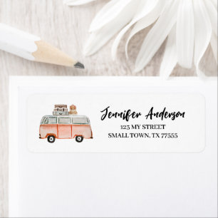 Fun Road Trip Retro Van RV Camper Address Label Return Address Label